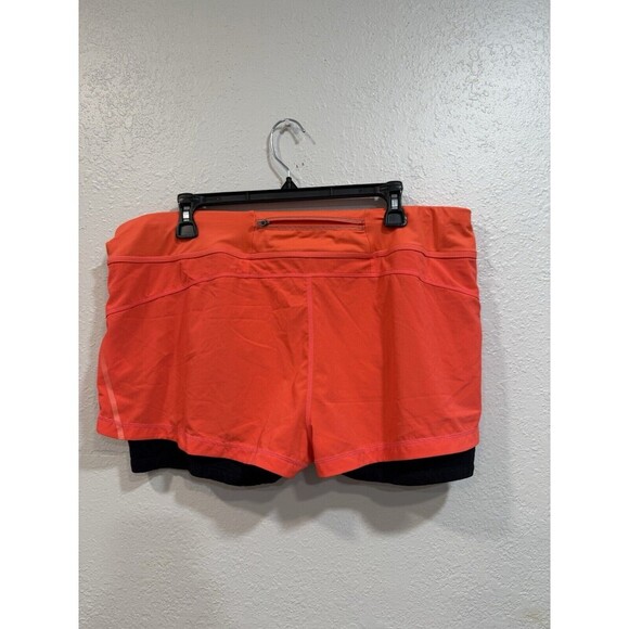 Athleta Women's Orange Black Pulse Shortie 2 in 1 Shorts Size Xl - Picture 2 of 6